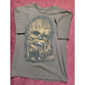 EUC Star Wars Chewbacca Face Front Brown Tee T Shirt Size Men's XL